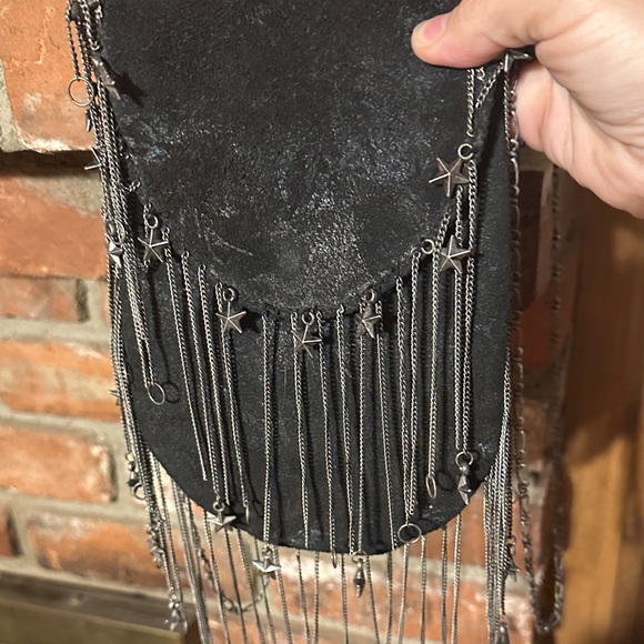 Free People Black suede Fringe Chain Women Bag - Picture 5 of 6